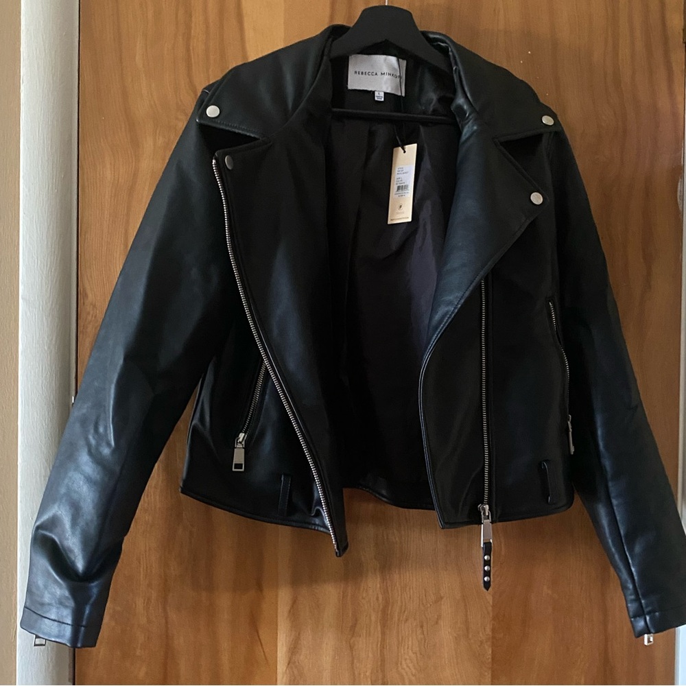 NEW WITH TAG-Rebecca Minkoff-L-Cropped Moto Jacket